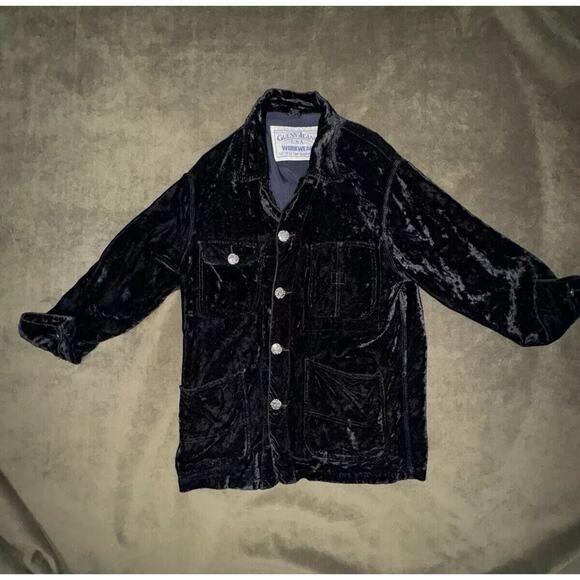 Guess Jeans Men’s Jacket Size Medium Button-Up Black Velvet - Picture 9 of 10